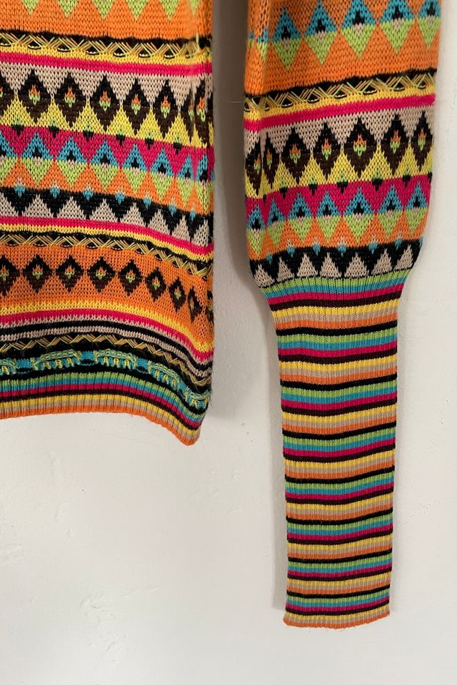 Vintage 1990's Moschino Jeans Colorful Aztec Stripped Sweater #2