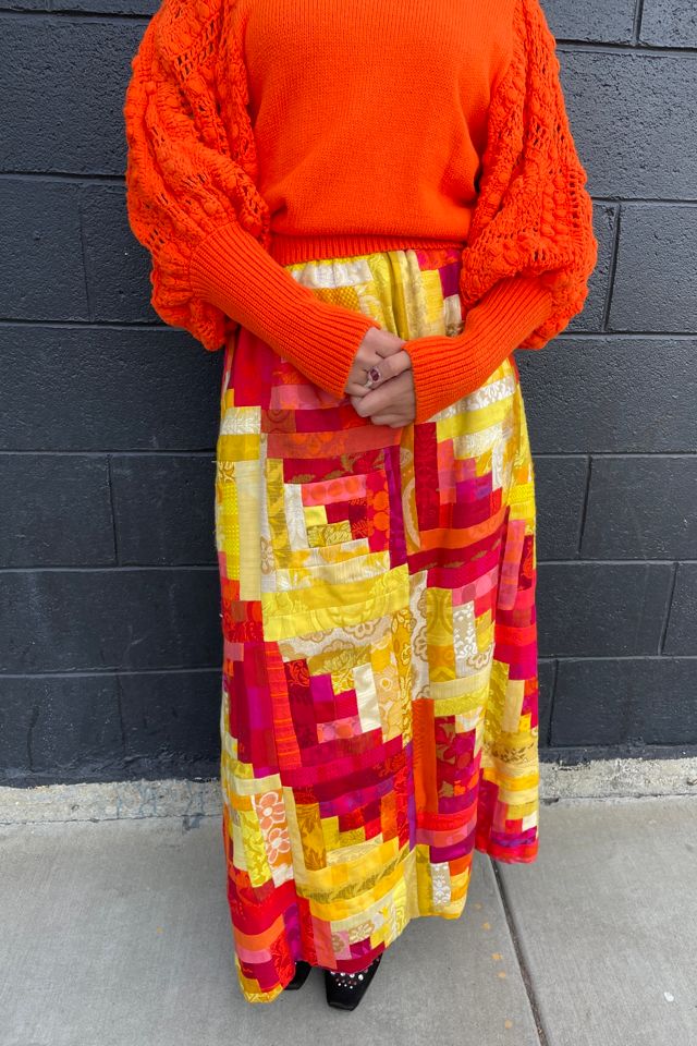 Vintage 1970's Handmade Patchwork Maxi Skirt Selected by FernMercantile #1