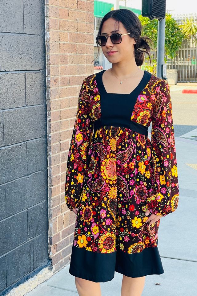 Vintage 1970's Young Edwardian Boho Abstract Floral Dress Selected by FernMercantile #1
