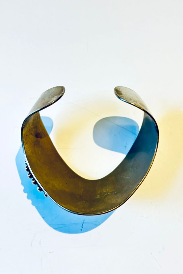 Vintage Silver Cuff Bracelet With Amber InlaySelected by Nomad Vintage #2