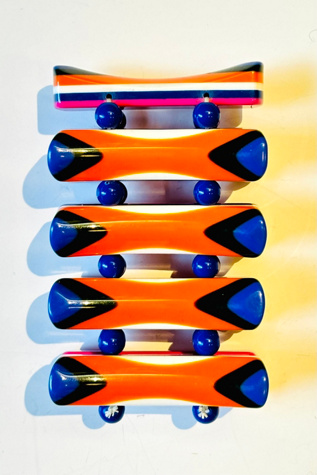 Vintage 1970’s Layer Laminated Lea Stein Elastic Stretch Link Bracelet  Selected by Nomad Vintage