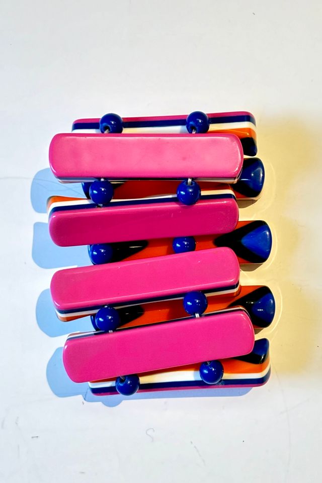 Vintage 1970’s Layer Laminated Lea Stein Elastic Stretch Link Bracelet  Selected by Nomad Vintage #3
