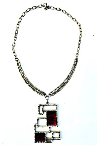 Midcentury Abstract Pendant Choker Necklace Selected by Nomad Vintage