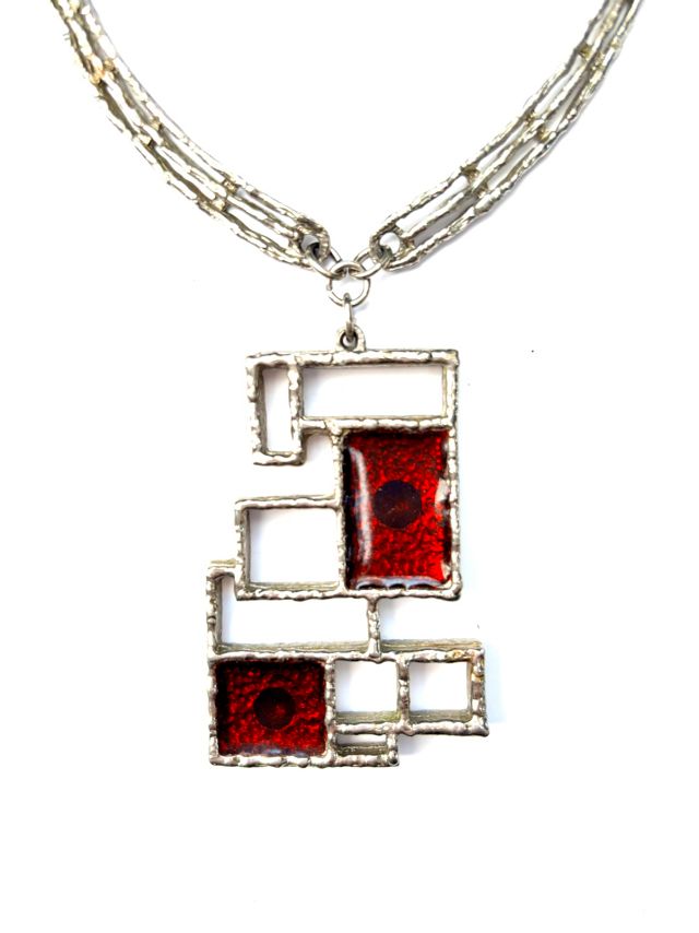 Midcentury Abstract Pendant Choker Necklace Selected by Nomad Vintage #1