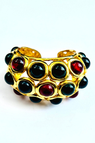 1980’s Multi-Color Bead and Gold Cuff Selected by Nomad Vintage