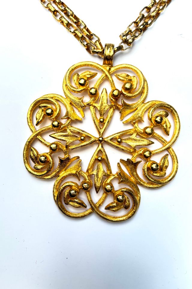 1960’s Double-Chain Gold Pendant Necklace Selected by Nomad Vintage #1