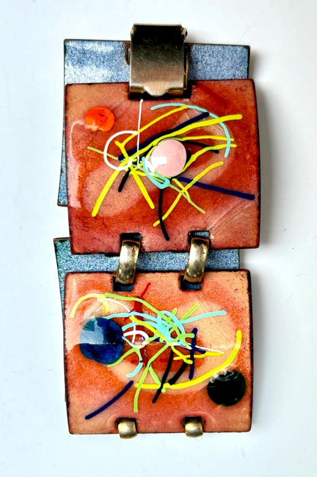 Mid-Century Artist-Made Enamel Large Bead  Link Bracelet Selected by Nomad Vintage #2