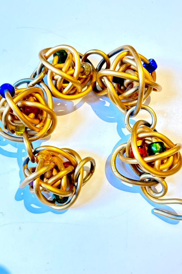1990’s Jill Fagin VintageChunky Wrapped Wire Ball & Bead Bracelet #1