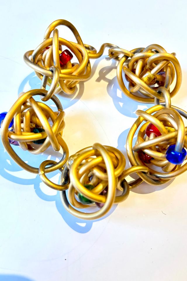 1990’s Jill Fagin VintageChunky Wrapped Wire Ball & Bead Bracelet #3