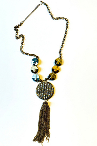 Vintage 1970’s Tassel Rhinestone Pendant Necklace Selected by Nomad Vintage
