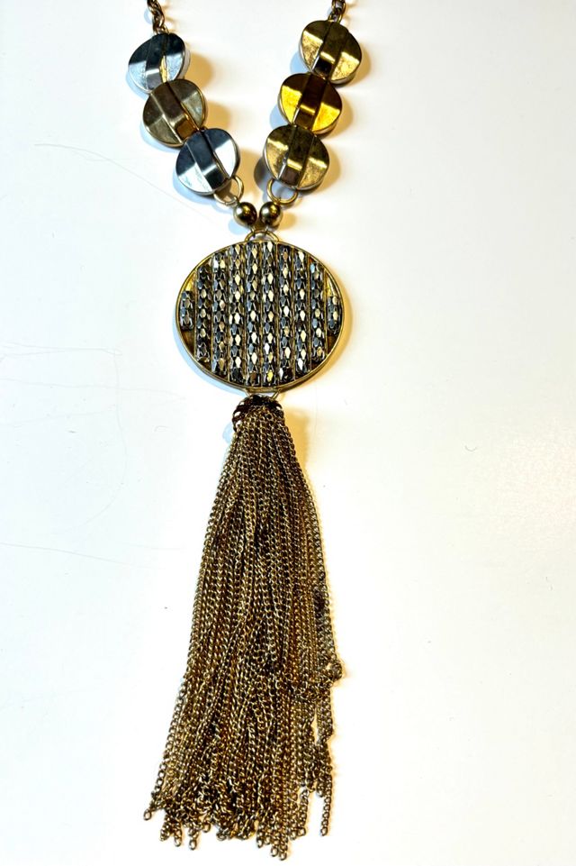 Vintage 1970’s Tassel Rhinestone Pendant Necklace Selected by Nomad Vintage #1