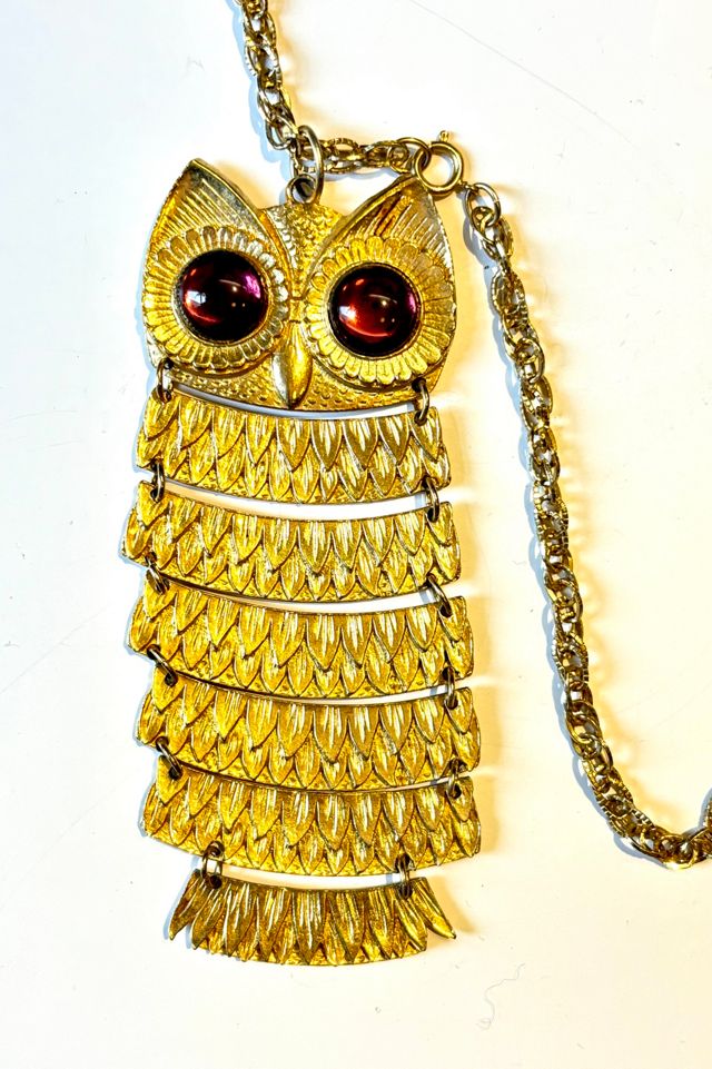 Vintage 1970's Large Segmented Owl Statement Necklace Selected by Nomad Vintage #1