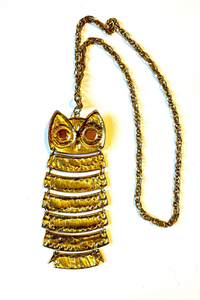 Vintage 1970's Large Segmented Owl Statement Necklace Selected by Nomad Vintage #2
