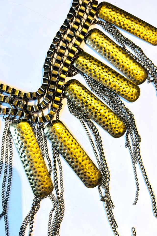 Vintage 1970’s Ornate Gold Tone Chains, Beads & Tassel Necklace Selected by Nomad Vintage #1