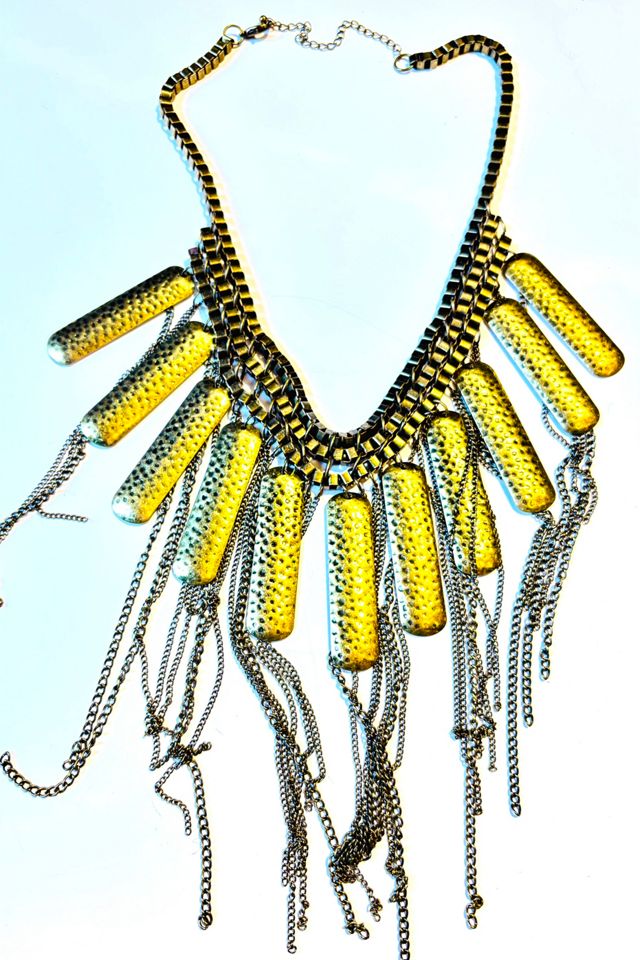 Vintage 1970’s Ornate Gold Tone Chains, Beads & Tassel Necklace Selected by Nomad Vintage #3