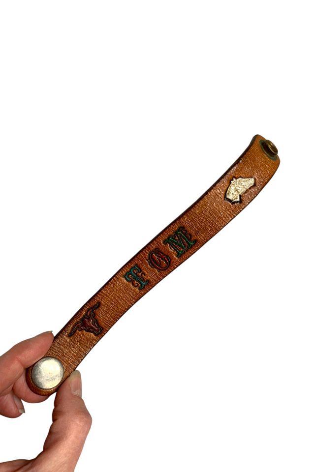 Vintage 1970s Hand Tooled Leather Bracelet Selected by SharpLilTeeth #1