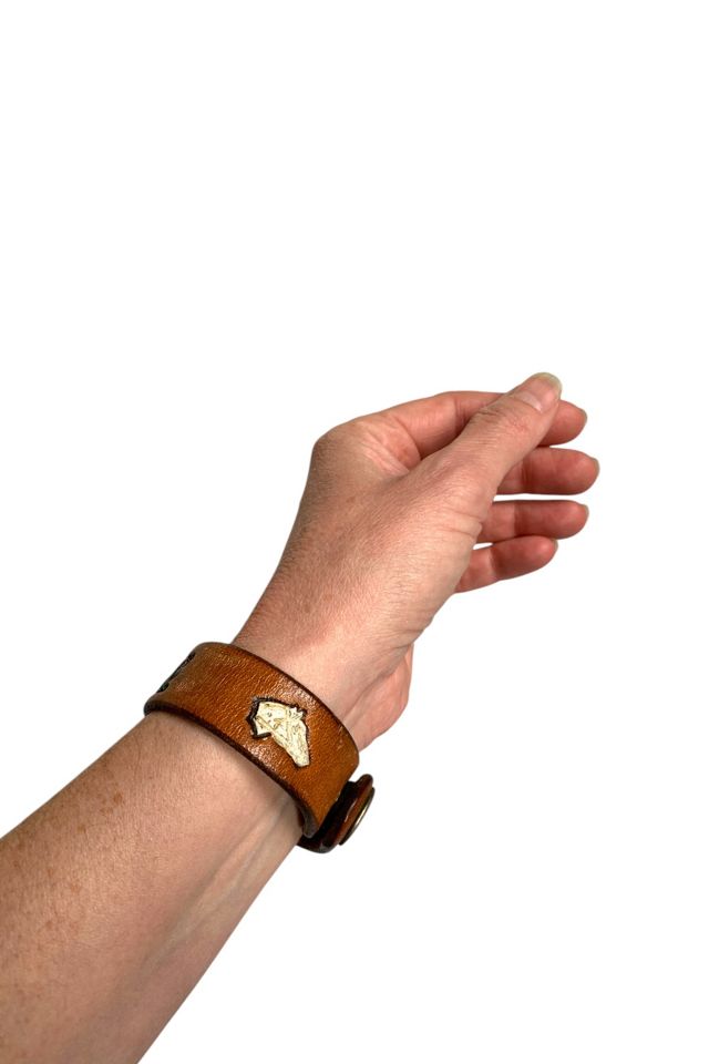 Vintage 1970s Hand Tooled Leather Bracelet Selected by SharpLilTeeth #3