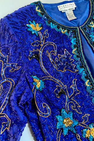 Женская куртка SharpLilTeeth Vintage 1990s Beaded Sequin Evening Jacket Selected, цвет: Синий — фото 2