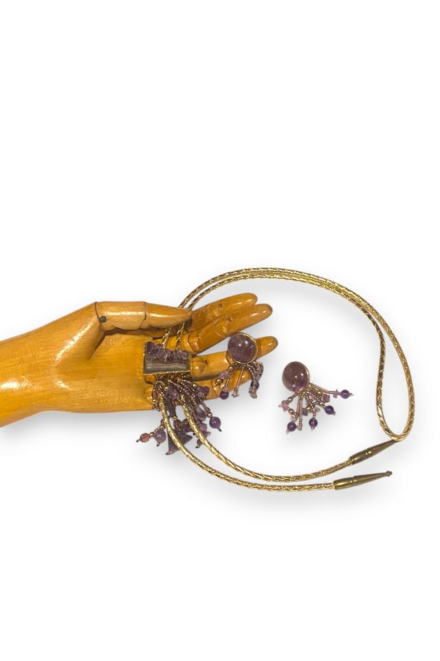 1980s Vintage Raw Amethyst Bolo Tie & Earrings Selected by BusyLady Baca & The Goods #2