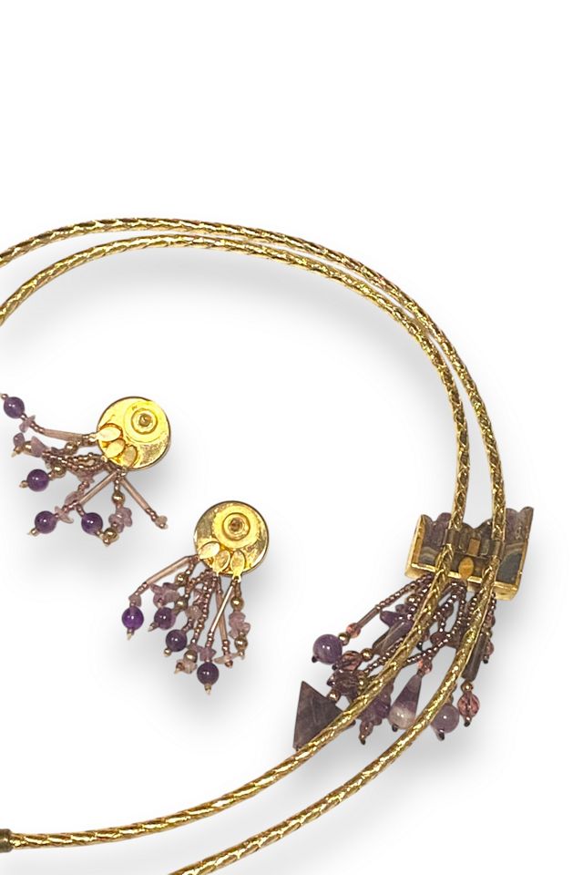 1980s Vintage Raw Amethyst Bolo Tie & Earrings Selected by BusyLady Baca & The Goods #3