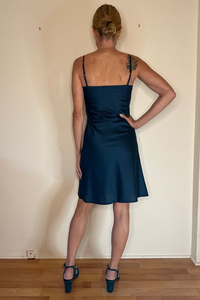 Sateen Teal Mini Slip Dress Selected by Picky Jane #3