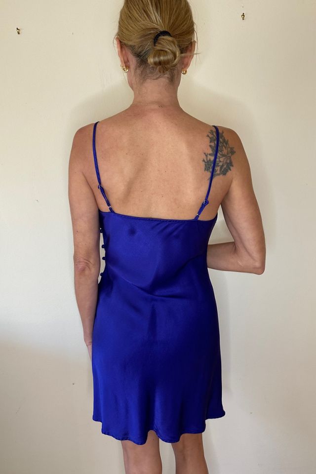 Satin Royal Purple Neck Mini Party Cocktail  Slip Dress Selected by Picky Jane #1