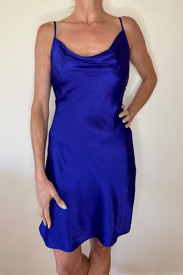Satin Royal Purple Neck Mini Party Cocktail  Slip Dress Selected by Picky Jane #2