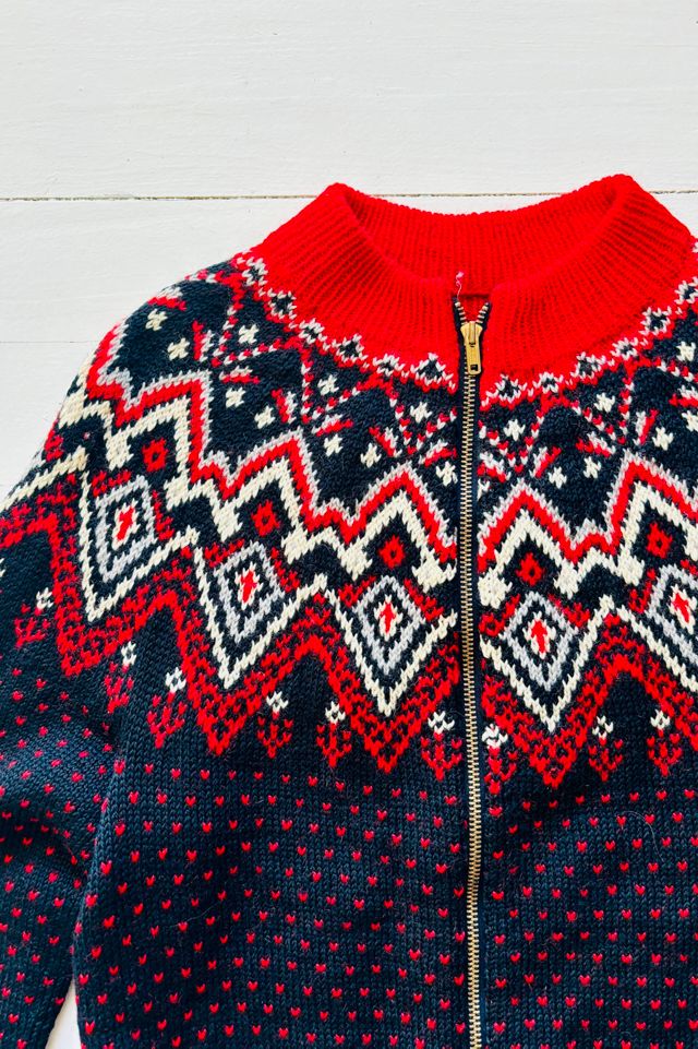 Vintage Fair Isle Brass Zip Up Cardigan Selected by Atlantic Vintage #1