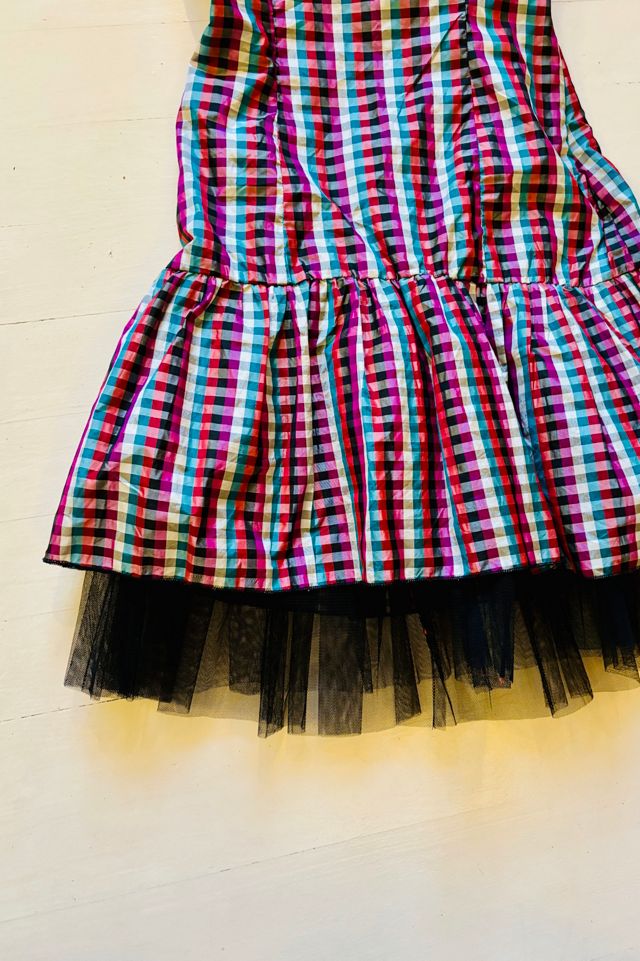 Vintage Checkered Dress with Tulle Selected by Atlantic Vintage #1