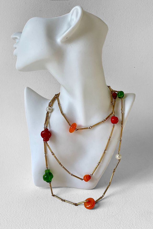 Vintage Chain and Blown Glass Beads Flapper Necklace Selected by MARMALADE #2