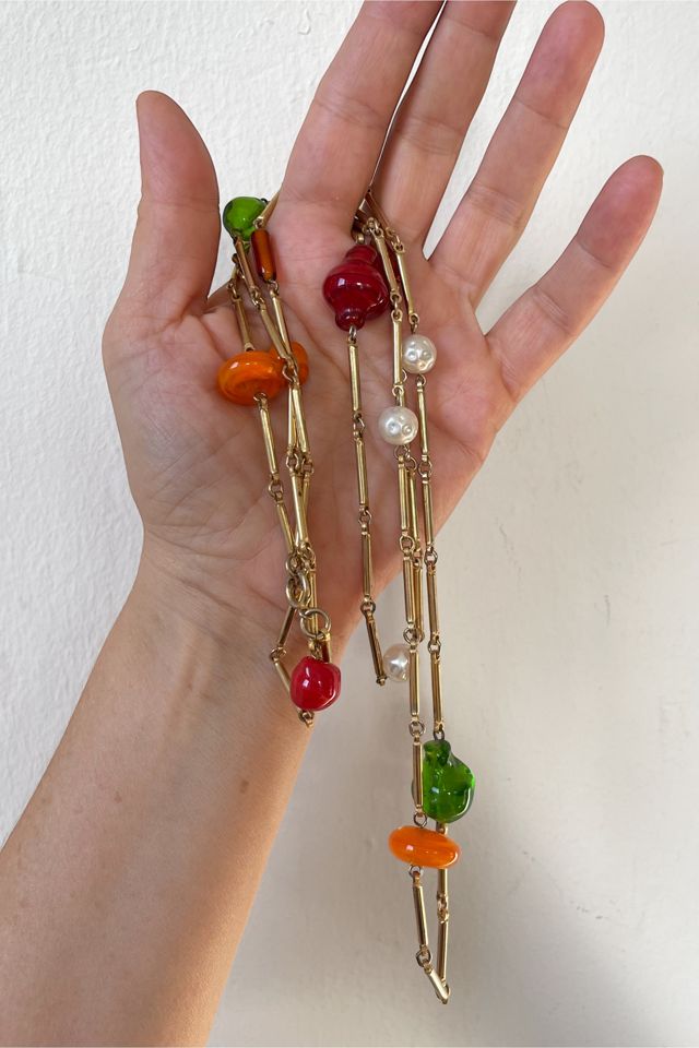 Vintage Chain and Blown Glass Beads Flapper Necklace Selected by MARMALADE #3