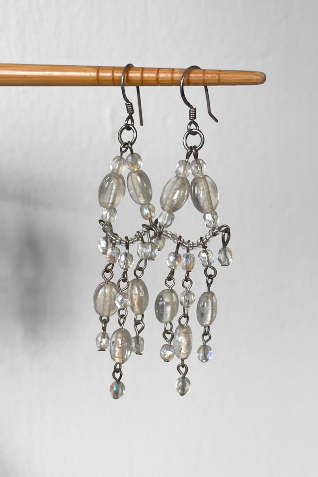 Vintage Iridescent Glass Bead Sterling Silver Chandelier Earrings Selected by MARMALADE #1