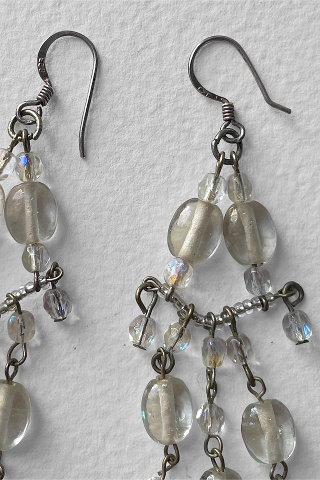 Vintage Iridescent Glass Bead Sterling Silver Chandelier Earrings Selected by MARMALADE #2