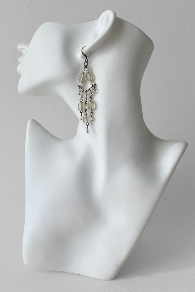 Vintage Iridescent Glass Bead Sterling Silver Chandelier Earrings Selected by MARMALADE #3