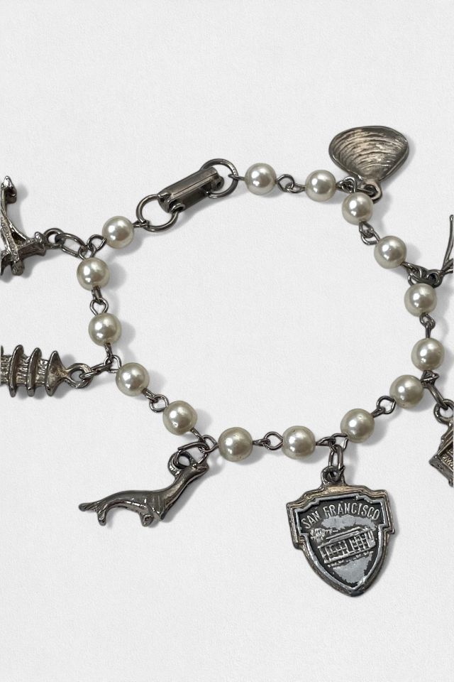 Vintage 60s San Francisco Souvenir Pearl Charm Bracelet Selected by MARMALADE #2