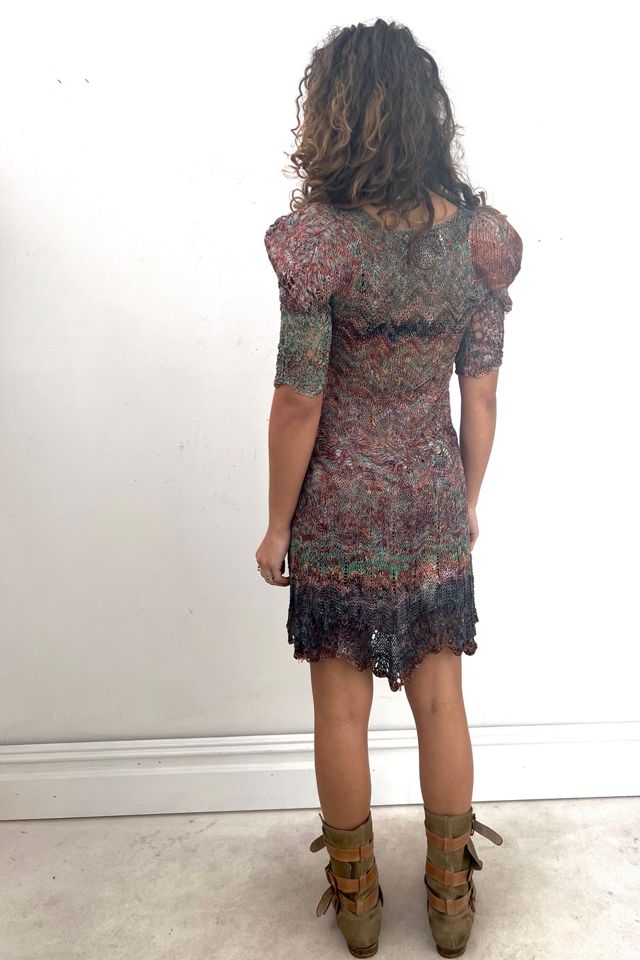 Vintage Hand Knit Multi Jeweltone Mini Dress Selected by  Anna Corinna #1