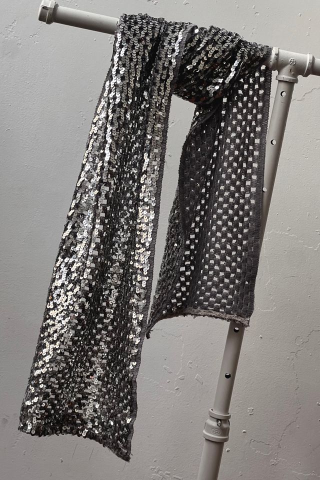 Vintage Silver Sequin Scarf Selected by Anna Corinna #1