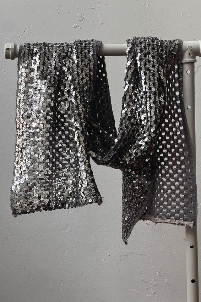 Vintage Silver Sequin Scarf Selected by Anna Corinna #2