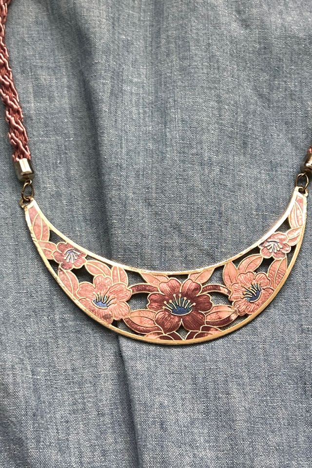 Vintage Cloisanne Flowers Necklace Selected by Anna Corinna #2