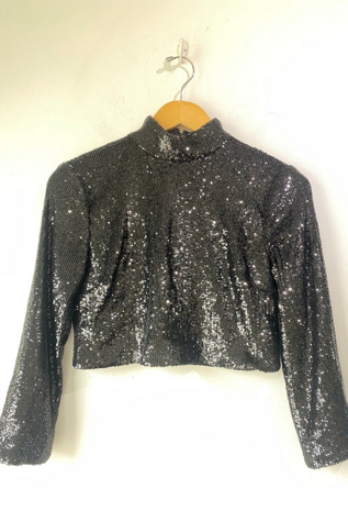 A.L.C. Black Sequin Cropped Top Selected by The Curatorial Dept.
