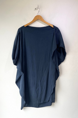Zero + Maria Cornejo Navy Silk Asymmetrical Dress Selected by The Curatorial Dept.