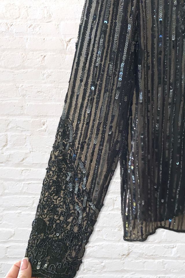 1980s Heavily Beaded Black Silk Blouse Selected By Ritual Vintage #1