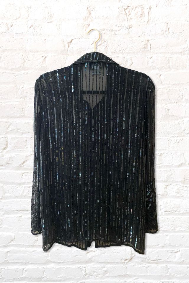1980s Heavily Beaded Black Silk Blouse Selected By Ritual Vintage #3