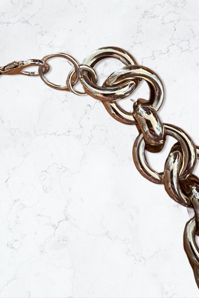 1980s Chunky Gold Tone Link Choker Necklace Selected By Ritual Vintage #2