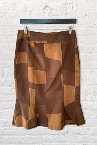 Y2K Patchwork Print Flared Midi Skirt Selected By Ritual Vintage