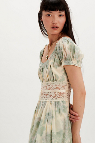 Honeysuckle Printed Midi Dress by Free People in White, Size: S