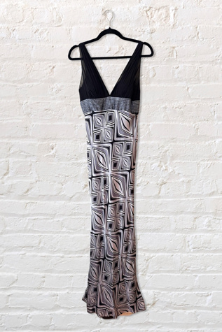 Y2K Silk Optical Print Bias Cut Slip Dress Selected By Ritual Vintage
