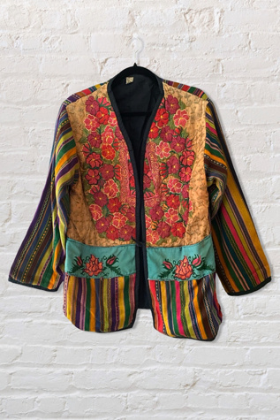 1980s Folk Embroidered Mixed Media Jacket Selected By Ritual Vintage