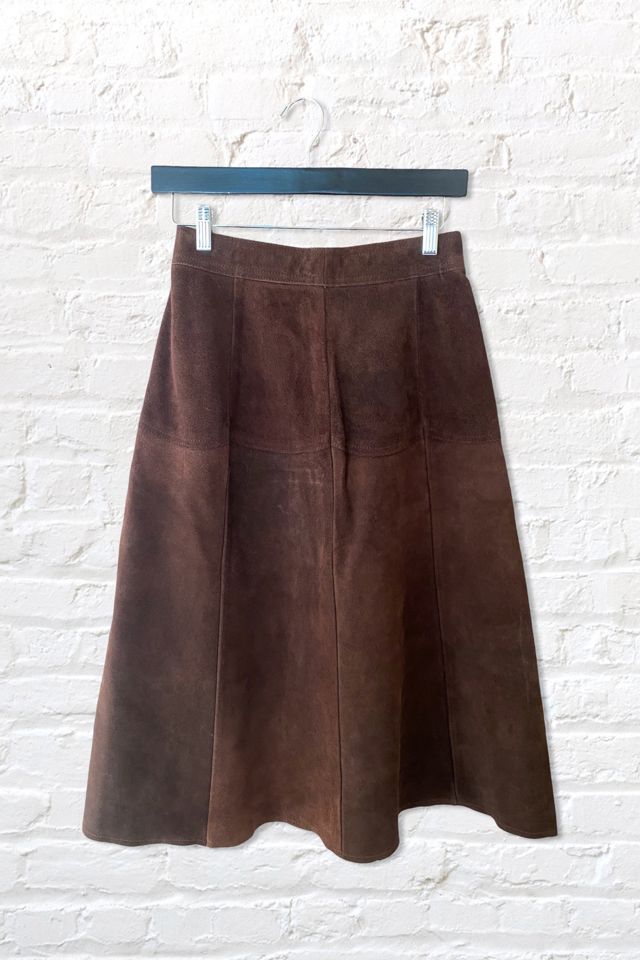 1970s Chocolate Suede Brass Snap Skirt Selected By Ritual Vintage #1