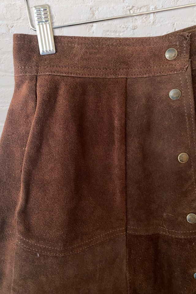 1970s Chocolate Suede Brass Snap Skirt Selected By Ritual Vintage #2